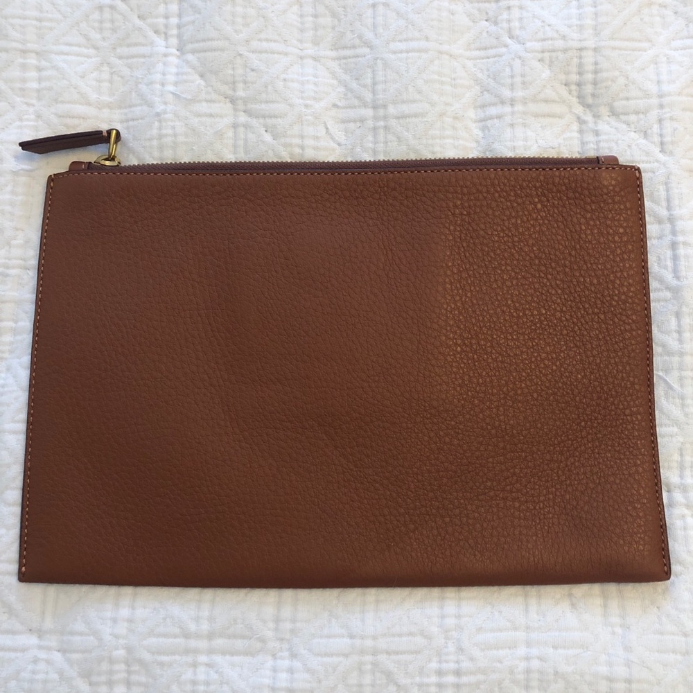 J crew leather zip pouch
